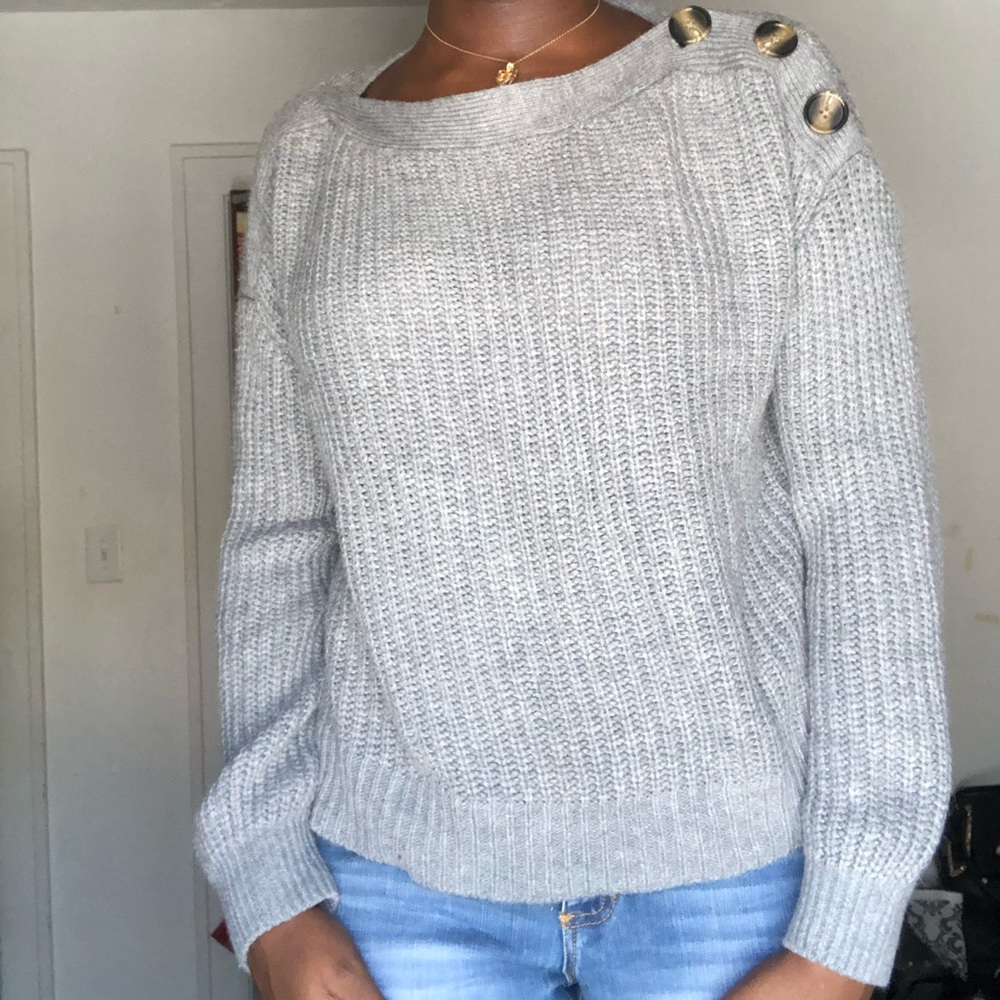 Grey button sweater